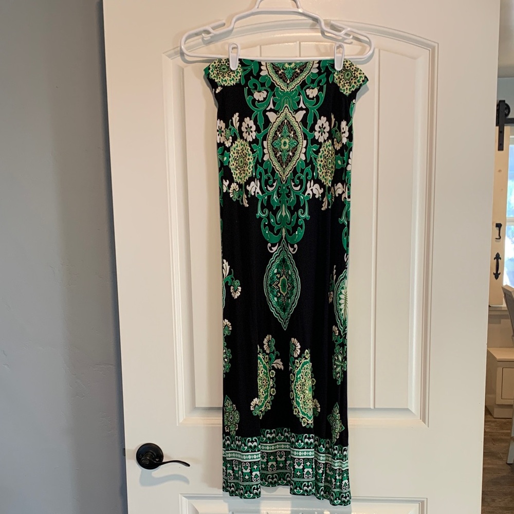 INC International Concepts Green and Black Maxi Skirt